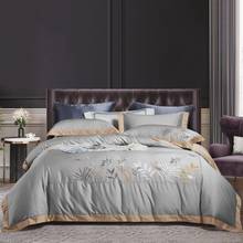 Grey Bedding Set Luxury Embroidery Duvet Cover Set Long-staple Cotton Pillowcases  Queen King Size Bed Bed Linen 4pcs 2020 new 2024 - compre barato