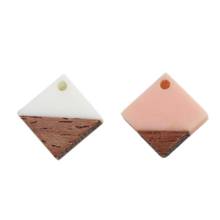 DoreenBeads Fashion Wooden Series Pendant Wood Effect Resin Charms Square Colorful Jewelry DIY Findings 12mm x 12mm, 10 PCs 2024 - buy cheap