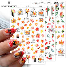 Autumn Maple Leaf Nail Art Stickers 3D Gold Fall Design Polish Decals Line Leaf Adhesive Sliders Nails Decoration Manicure 2024 - buy cheap