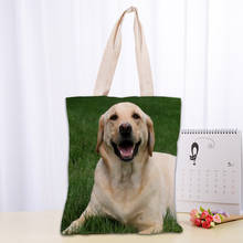 Dog Labrador Retriever Tote Bag Women Canvas Fabric Bags Eco Reusable Shopping Bags Traveling Beach Casual Useful Shoulder Bag 2024 - buy cheap