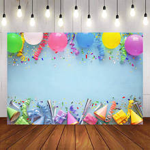 Birthday party decoration backdrop for photography studio colorful balloons blue wall background for photo studio photocall 2024 - buy cheap