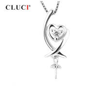 CLUCI 925 Sterling Silver Heart Pendant for Necklace Women Jewelry Pearl Pendant Mounting Zircon Pendant Jewelry SP002SB 2024 - buy cheap