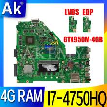 X550JX 4GRAM/I7-4750HQ CPU (GTX950M-4GB) Motherboard Para Asus X550JK X550J A550J FX50J W50J K550J X550JX Laptop Maniboard 2024 - compre barato