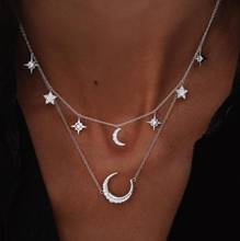 Trendy BOHO Multi Layered Choker Necklace For Women Moon Star Pendants Necklaces 2020 New Chain Chokers Nacklaces Gift Jewlery 2024 - buy cheap