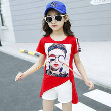 Girls Clothing Sets Summer Kids Clothes T-Shirt + Jeans Shorts 2Pcs Fashion Children Clothing Suits Teen 4 6 8 10 11 12 13 Years 2024 - buy cheap