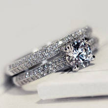 Anel de zircônio cúbico milangirl, conjunto de anéis com 2 cores de zircônia cúbica para mulheres, amantes de festas e casamentos, joias para mulheres 2024 - compre barato