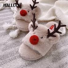 Cute Winter Christmas deer home shoes women slippers Japanese sweet Peep toe seasons flip-flops rubber Bedroom women shoes 2024 - buy cheap