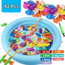 42 шт., Детский комплект рыболовных игрушек для мальчиков и девочек, магнитные игрушки для игры в воду, игрушки для малышей, рыбка, квадрат, горячий подарок для детей 2024 - купить недорого