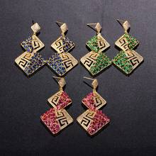 Dubai hot sale earrings female European and American new micro inlaid color zircon earrings sexy elegant holiday gift women earr 2024 - buy cheap