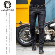 Calça jeans à prova de vento uglibros, calça masculina protetora de segurança para motocicleta tamanho da moto 28 a 44 2024 - compre barato