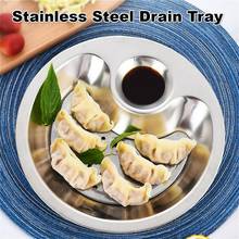 Dumpling Plate Thick Stainless Steel with Spices Vinegar Dish Drain Double Tray Fruit Tray Serving Platter Kitchen Tableware 2024 - buy cheap