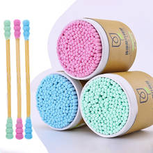 200pcs/Box Colorful Double Head Cotton Swab Wood Stick Black Bamboo Cotton Buds Ear Eyelash Makeup Health Beauty Cleaning Tools 2024 - buy cheap