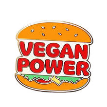 Vegan power esmalte pino vegetariano hambúrguer broche vegetariano distintivo planta base dieta vai salvar sua vida jóias 2024 - compre barato