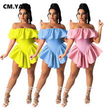 CM.YAYA Women Ruffles Patchwork Off Shoulder Butterfly Sleeve Irregular Mini Dress for Streetwear Beach Sexy Party Outfits 2024 - buy cheap
