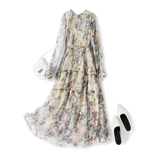 Vestido de verão de seda 100%, vestido floral elegante para mulheres, casual, moda coreana, 2021 2024 - compre barato