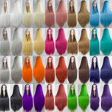 AILIADE 100 см 21 разные цвета полная челка прямые длинные термостойкие синтетические волосы Косплей Костюм Парики 2024 - купить недорого