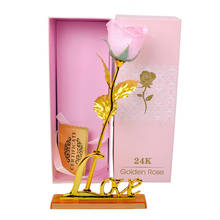 Лучший подарок для подружки Золотая Роза свадебное украшение золотой цветок подарок на день Святого Валентина золотой розовый золотой цветок с коробкой подарок 2024 - купить недорого