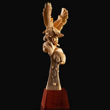 Fly Eagle Hinoki Cypress Wood Carving Feng Shui Home Decoration 2024 - buy cheap