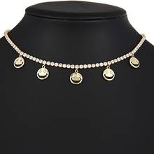 3Pcs New Fashion Choker Necklace Gold Color Smile Face Pendant Charm Necklace for Women Cz Tennis Clavicle Chain Necklace Jewely 2024 - buy cheap