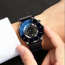 New fashion casual men's stainless steel calendar quartz watch men's sports watch clock Geneva watch hour 2024 - buy cheap