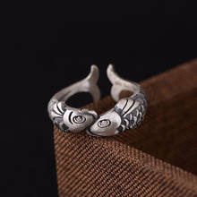 FNJ 925 Silver Animal Fish Ring Pure Original S925 Sterling Silver Rings for Women Jewelry Open Adjustable Size 2024 - buy cheap