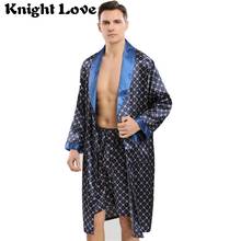 Men's bathrobe Silk Satin Kimono Long Sleeves Robe With Shorts 2 Pcs Sleepwear Gown Home Clothes Nightgown Plus Size S-3XL 2024 - buy cheap