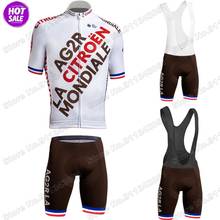 Mens Ag2r 2021 Team French Cycling Jersey Set Short Sleeve clothing Road bike Shirt Suit bicycle Shorts MTB Maillot Culotte 2024 - buy cheap