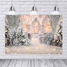 Christmas Background Photography Winter Snow Christmas Tree Garland Wooden Door Home New Year Decoration Celebration Party Photo 2024 - buy cheap