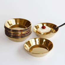 Bandeja redonda de cerámica dorada para el hogar, vajilla de plato profundo, platos de Pasta, platos de postre y Cena 2024 - compra barato