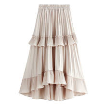 Женская плиссированная юбка с высокой талией, длинная белая юбка с асимметричным подолом и оборками на осень, 2019 2024 - купить недорого