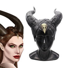 Sleeping charm Halloween Prop party Black Queen cosplay Sleeping Beauty witch horn latex Mask beauty hat ox horn hat 2024 - buy cheap