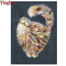 Full Square Round Diamond Painting Abstract Longhair Cat Cross Stitch Kit Diamond Embroidery Mosaic Painting Living Room Decor 2024 - buy cheap