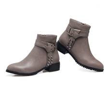 Botas de talla grande 9 10 11-15 para mujer, botines de mujer, botas con cremallera lateral, hebilla de cinturón, sauce 2024 - compra barato