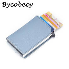 Bycobecy Fashion RFID Wallet Thin Automatic Pop-up Aluminium Credit Card Case Solid Anti Rfid Protection Bank Card Holder Purse 2024 - buy cheap