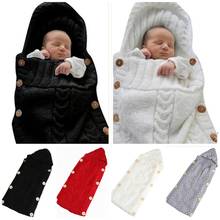 0-6Months Newborn Baby Winter Warm Sleeping Bags Infant Button Knit Swaddle Wrap Swaddling Stroller Wrap Toddler Swaddle Blanket 2024 - buy cheap