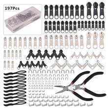 84/197 Pcs set Zipper Repair Kit Sewing Jacket Slider Install Plier Metal Lock Pull with Zipper Install Pliers Tool for Clothing 2024 - buy cheap