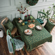 Christmas Green Bronzing Table Cloth Campanula INS Cotton Linen Festive Tablecloth Tea Table Cover Towel Cushion Cover 45*45CM 2024 - buy cheap
