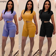 Plus Size Summer 2020 Two Piece Set Crop Top And Pants Women 2 Piece Set Matching Sets Tracksuit Women Club Ladies Outfits K8725 2024 - buy cheap