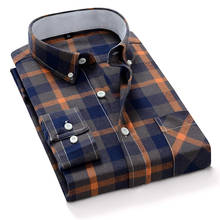 Aoliwen brand 2020 new men's plaid cotton shirt soft and comfortable spring men's slim business casual long-sleeved shirt 2024 - buy cheap