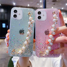 Glitter Pearl Bracelet Case For huawei p20 p30 p40 lite mate 10 20 30 40 pro plus p smart 2021 2020 2019 p10 lite cover coque 2024 - buy cheap