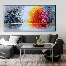 Arthyx Large Size Hand Painted Knife Trees Landscape Oil Paintings On Canvas Modern Wall Art Pictures For Living Room Home Decor 2024 - buy cheap