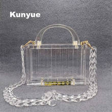 Trendy Clear Chains Acrylic Clutch Purse Elegant Top Handle Transparent Evening Bags Wedding Party Prom Chic Lucite Hard Handbag 2024 - buy cheap