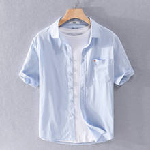Camisa confortável masculina, camisa de marca da moda em estilo itália, camisa de cor sólida e confortável para homens, 100% algodão 2024 - compre barato