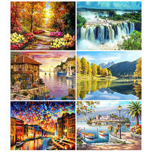 Landscape Series Cross Stitch 11CT Ecological Cotton Thread Printing Embroidery Home Decoration Hanging Painting Gift 50x40cm 2024 - buy cheap