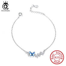 ORSA JEWELS Butterfly Bracelet for Women Bling Blue Crystal 925 Sterling Silver Women Bracelet Fashion Party Jewelry Gifts SWB02 2024 - buy cheap