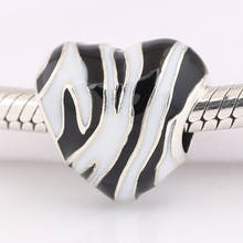 S925 Silver  Bead DIY Jewelry Wild Stripes Heart Charm fit Lady Bracelet Bangle 2024 - buy cheap