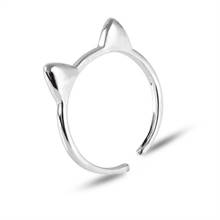 Boho lindo anillo de oreja de gato anillo de plata ajustable dijes abierto par anillos para mujer chica moda 2019 fiesta de joyería regalos WD417 2024 - compra barato