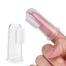 Cepillo de dientes de silicona para niños, cepillo de dientes de dedo para bebé, cepillo de dientes de leche para niño, dientes suaves, cepillo de bebé transparente con caja, 1 unidad 2024 - compra barato