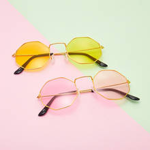 Óculos retro de metal, óculos para olhos ópticos vintage polígono anti luz azul, armações transparentes de óculos de sol unissex 2024 - compre barato