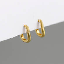 100% 925 Silver Small Gold Color Square Rectangle Geometric Frame Piercing Hoop Earrings Brinco Women Spring Pendientes 2020 NEW 2024 - buy cheap